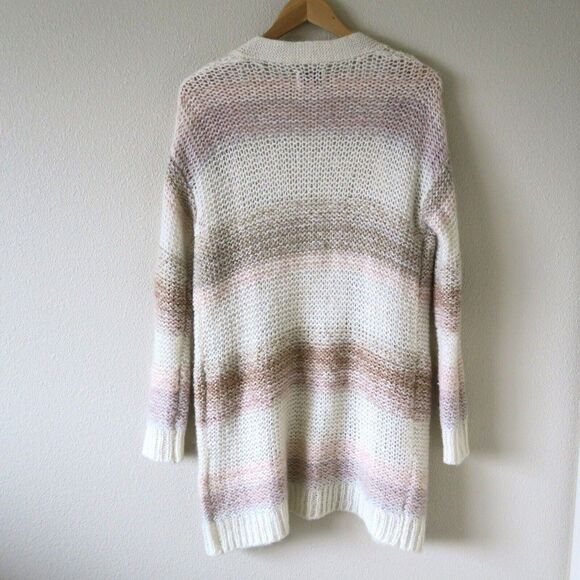 ANTHROPOLOGIE NUMPH Wool Mohair Striped Cardigan Sz S Metallic Longline Knit - Picture 10 of 10